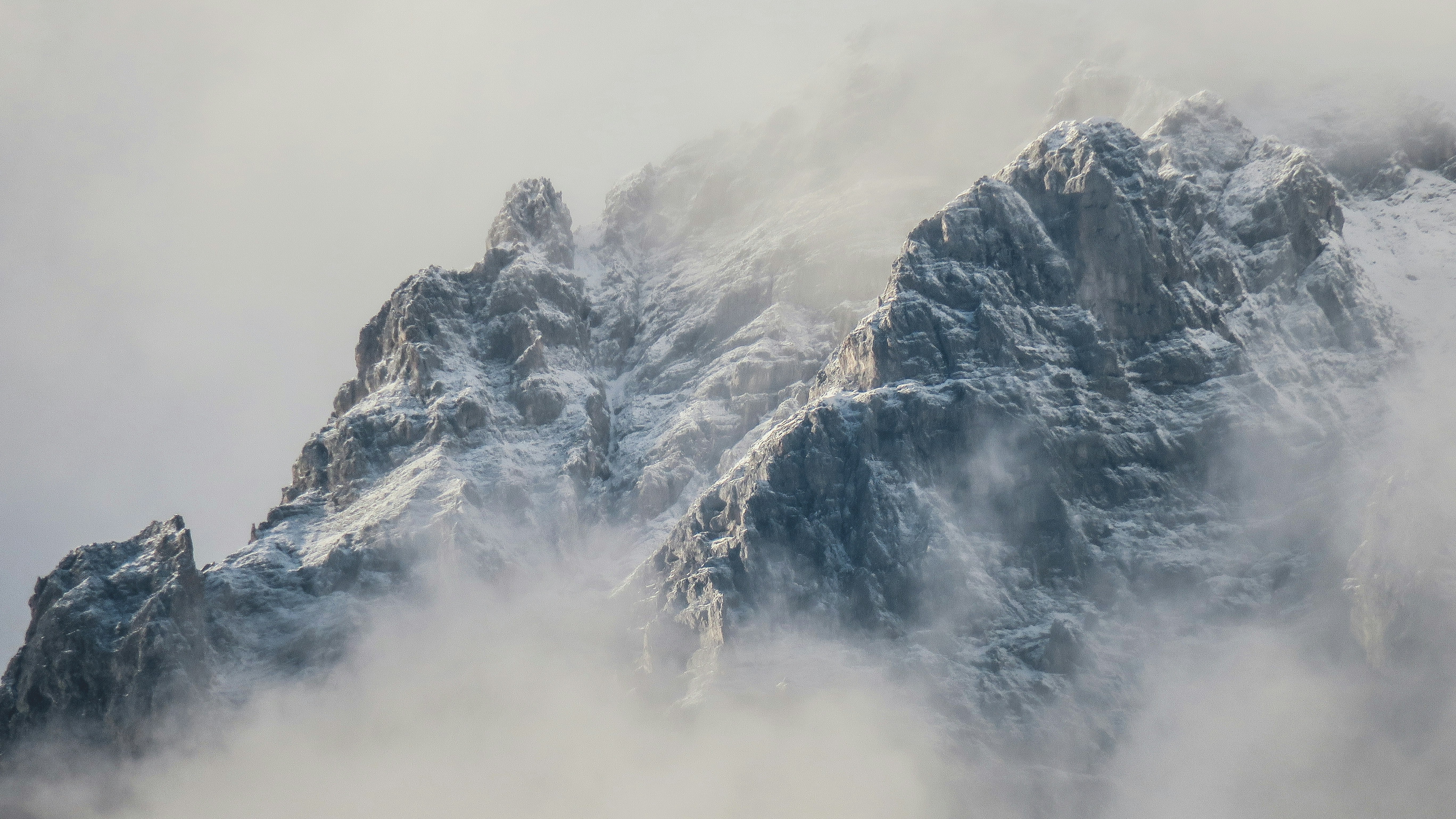 Steep mountain with fog 